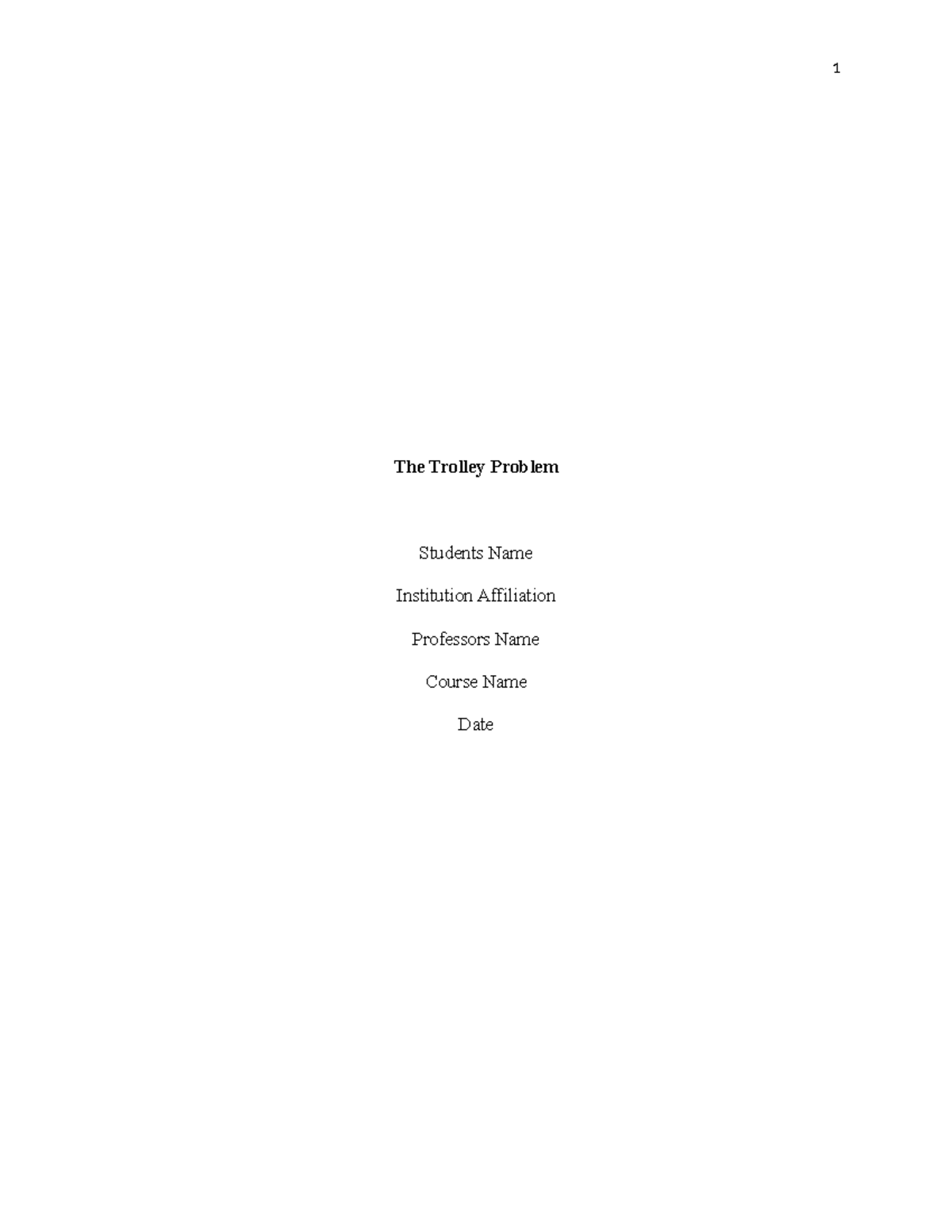 Trolley Problem Analysis: Deontological Ethics (APA 7th) - Studocu
