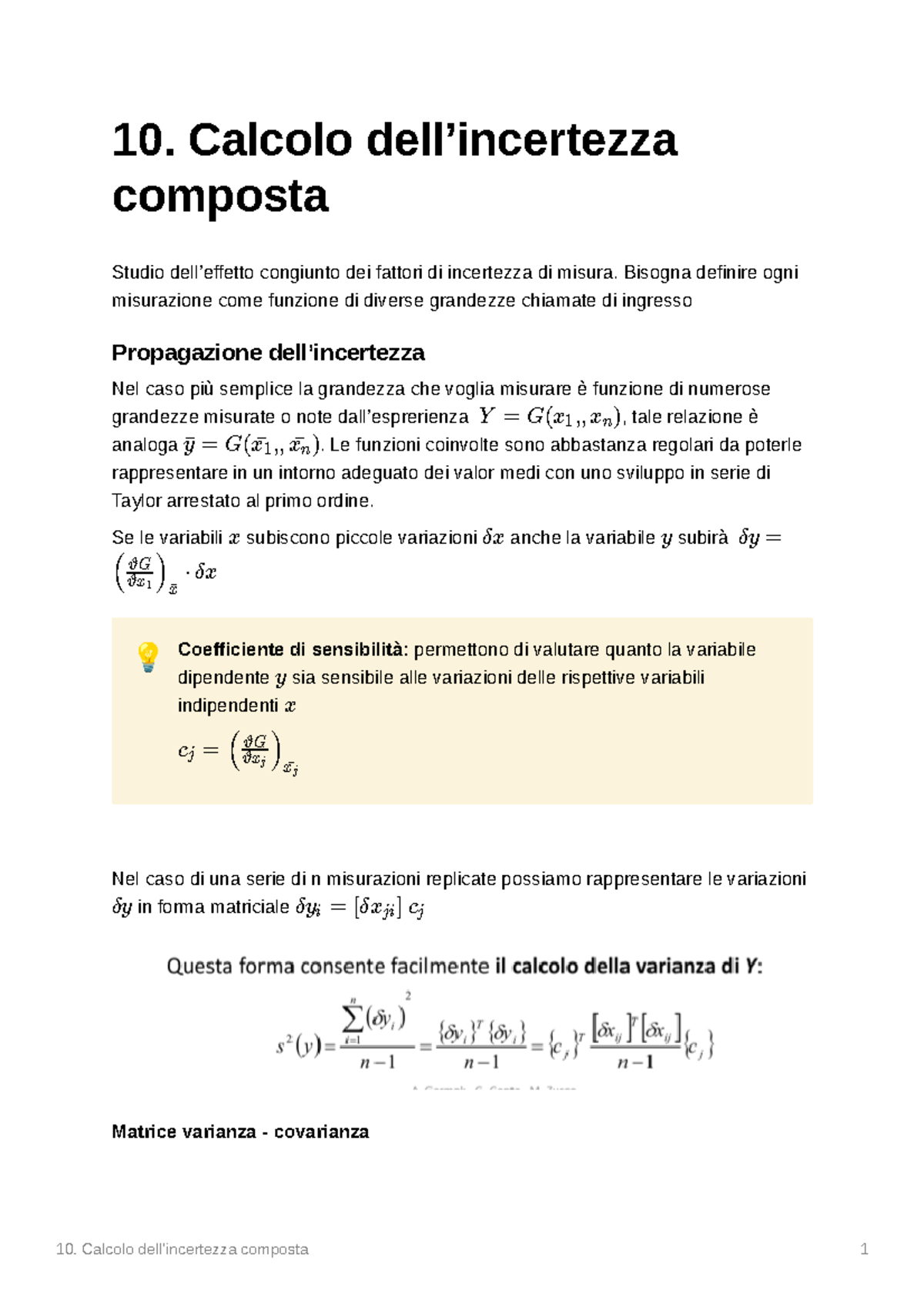 10. Statistica: Calcolo dell'Incertezze Composta e Propagazione - Studocu