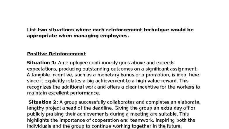 BUS302 Week 9 Discussion: Reinforcement Techniques in Employee ...