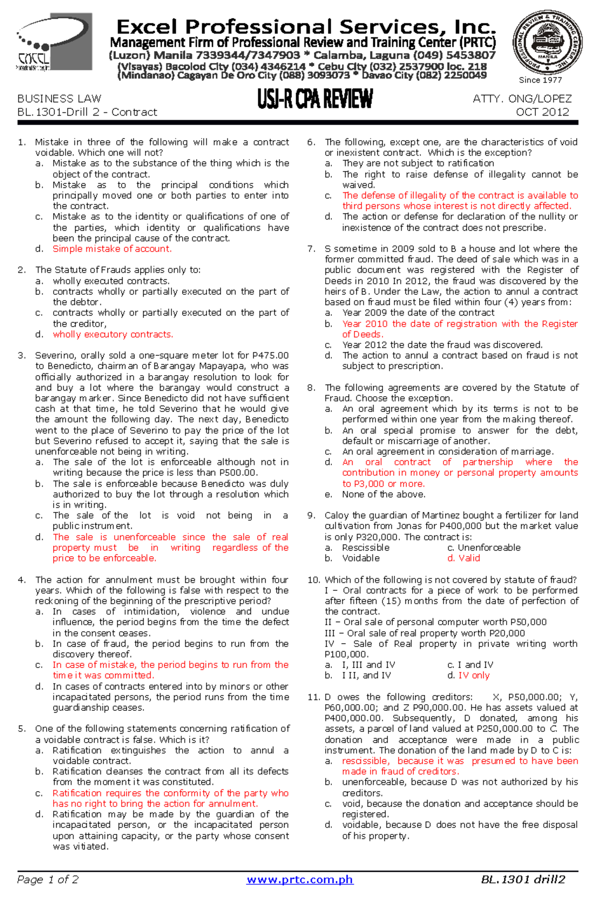 BL.1301 Final Exam Prep Notes - Business Law Atty. Ong/Lopez - Studocu