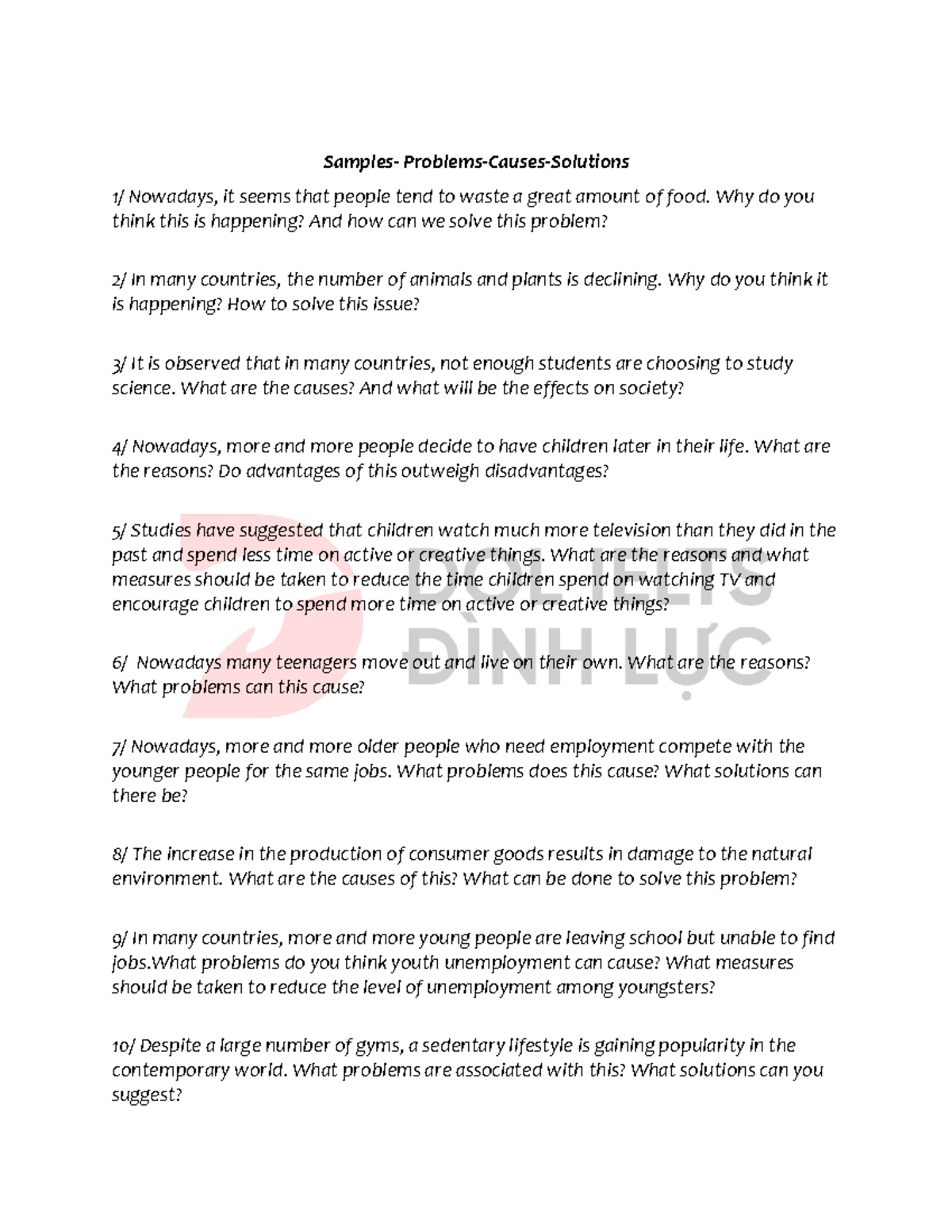 Problems-Causes-Solutions - Why do you think this is happening? And how ...