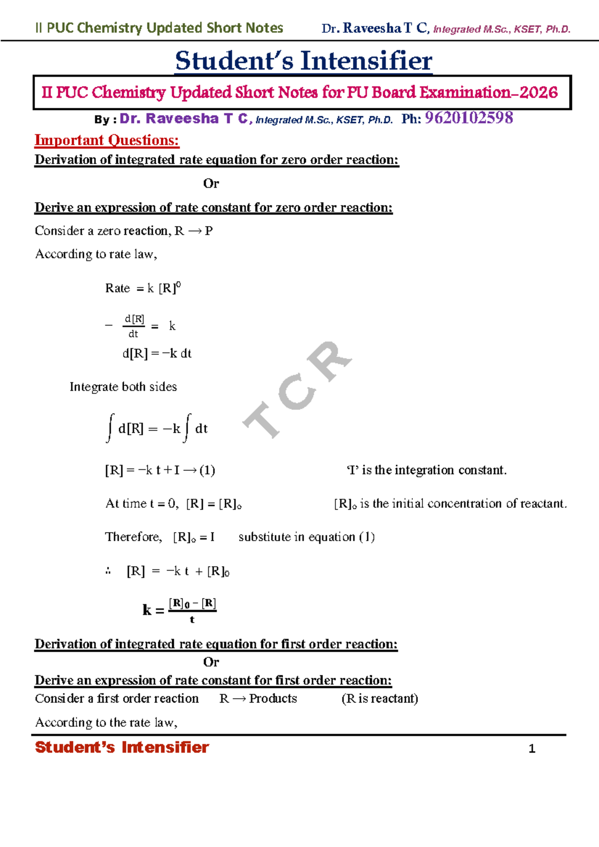 II PUC Chemistry Revision Notes: Key Concepts & Important Questions ...