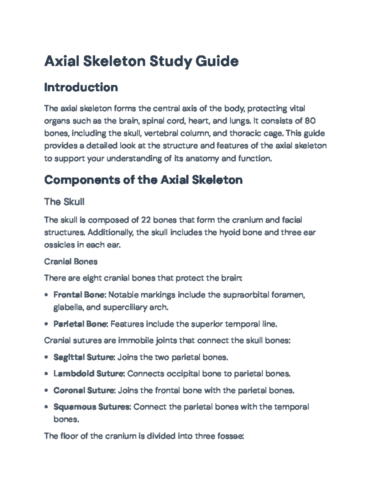 Axial Skeleton Study Guide: Anatomy and Function Overview - Axial ...