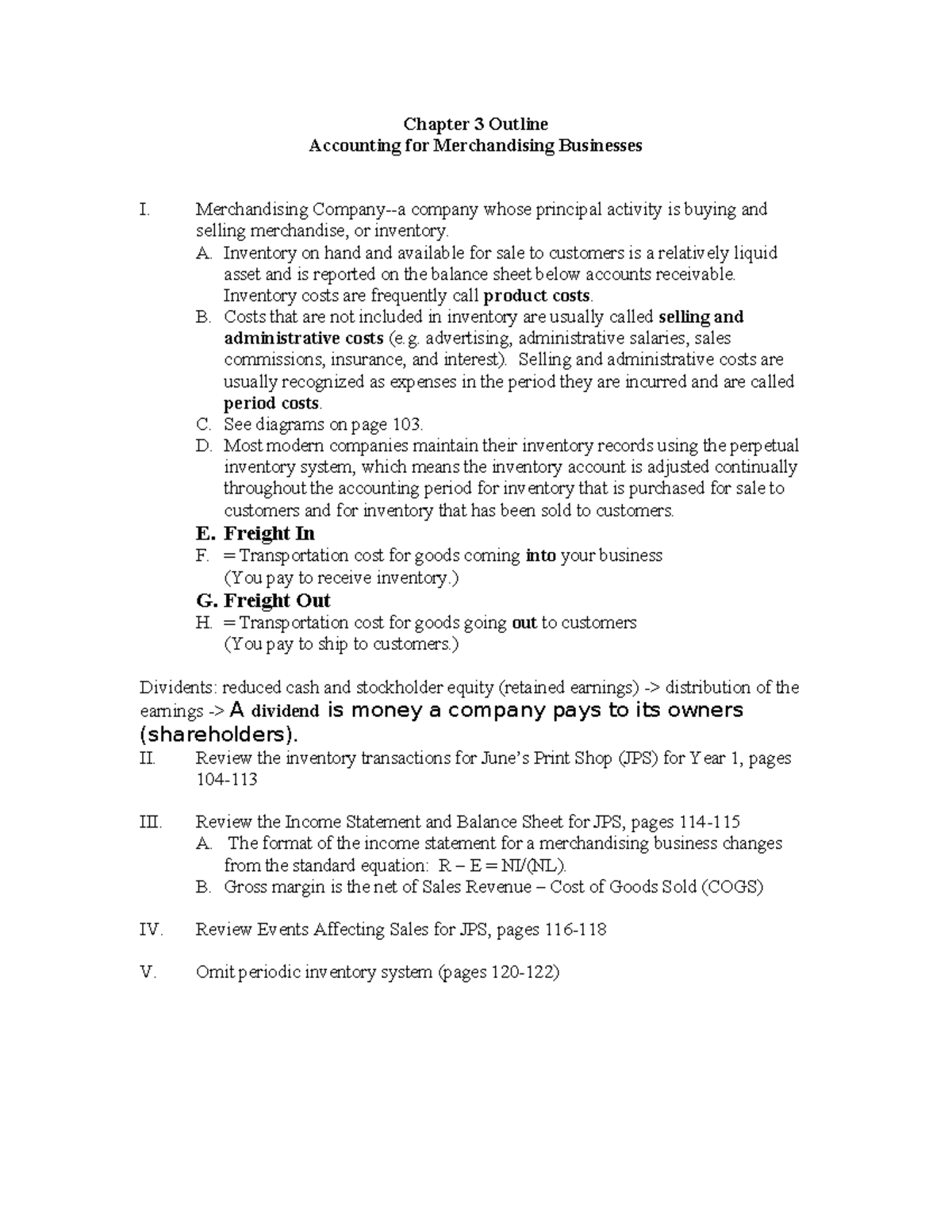 Chapter 3 Outline: Accounting for Merchandising Businesses (FM) - Studocu
