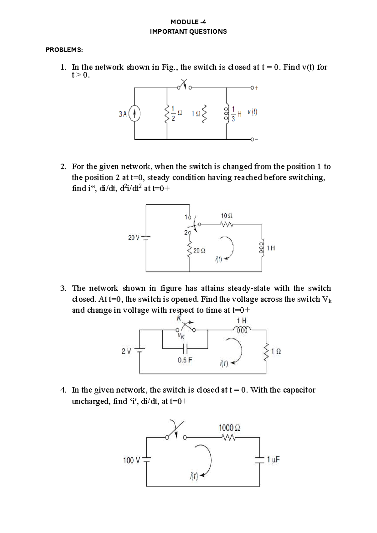 MODULE 4 IMPORTANT QUESTIONS: Network Analysis and Switch Behavior ...