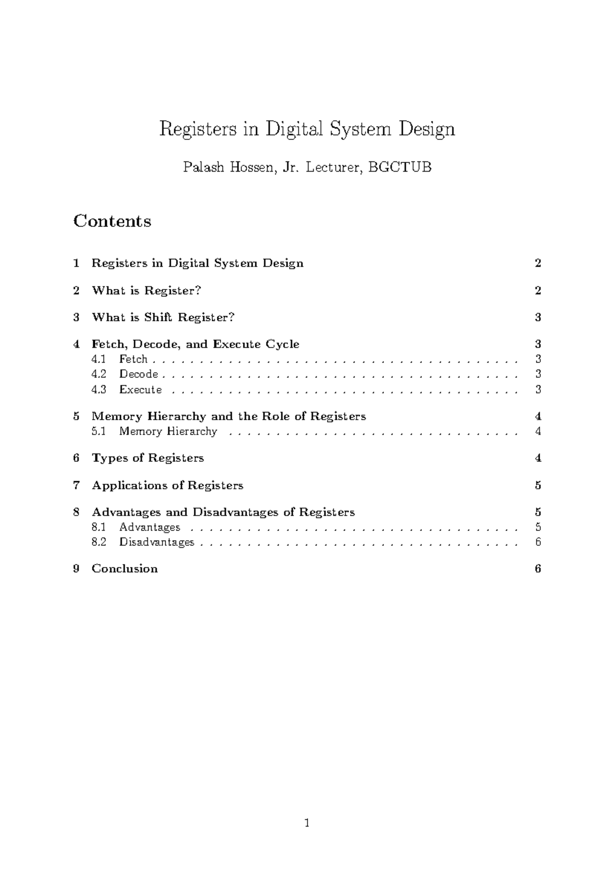 DSD Lecture Notes: Registers in Digital System Design (Feb 5) - Studocu