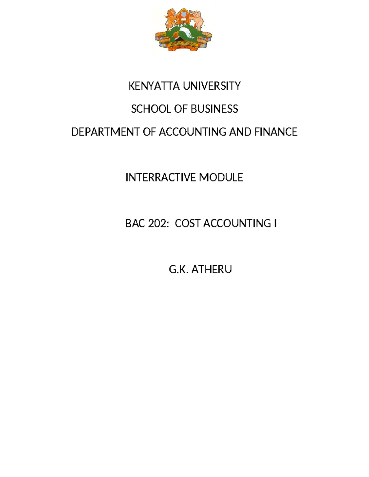 BAC 202 Final Exam Notes: Cost Accounting I Interactive Module - Studocu