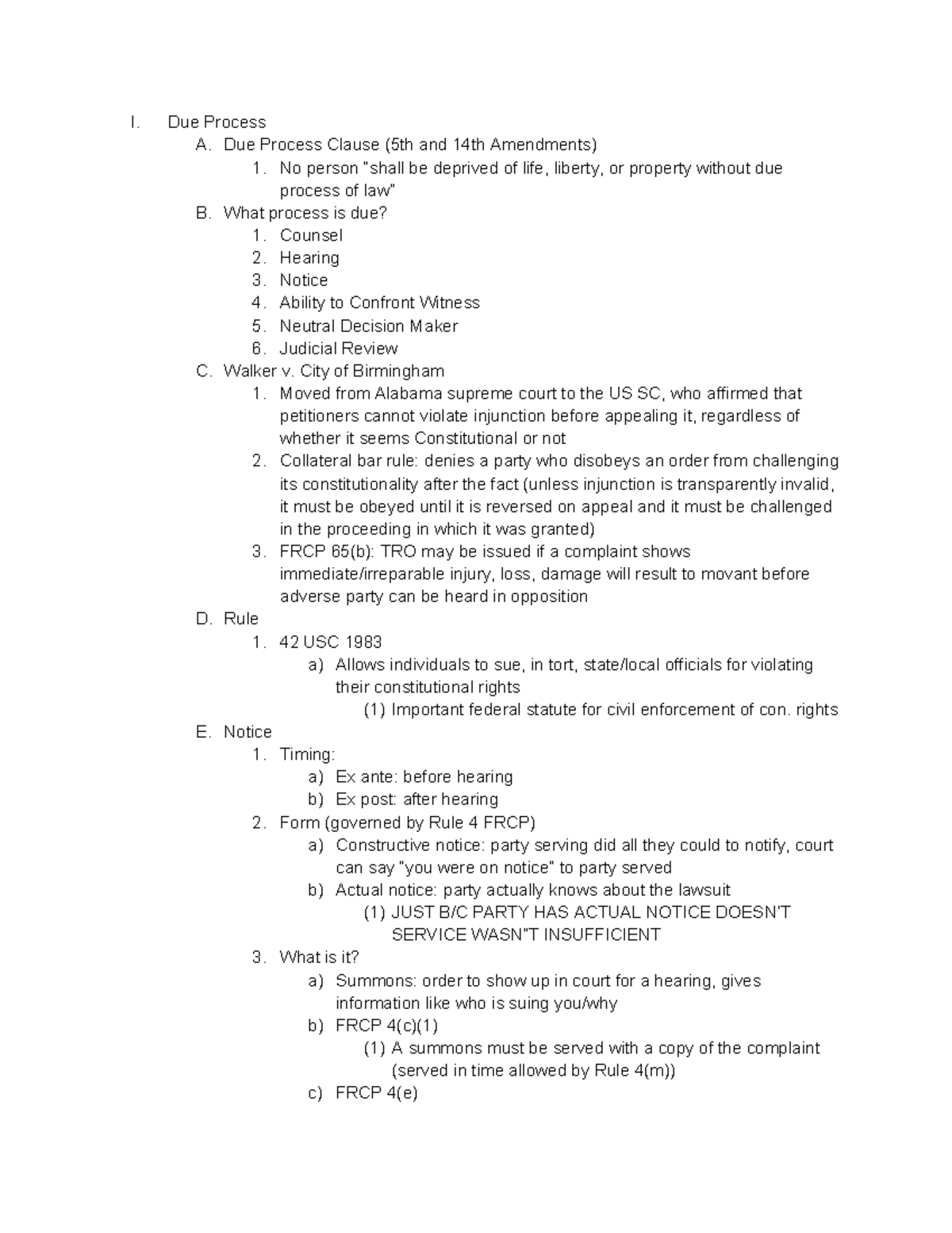 2024 Civ Pro Outline: Due Process, Discovery, and Litigation Essentials ...