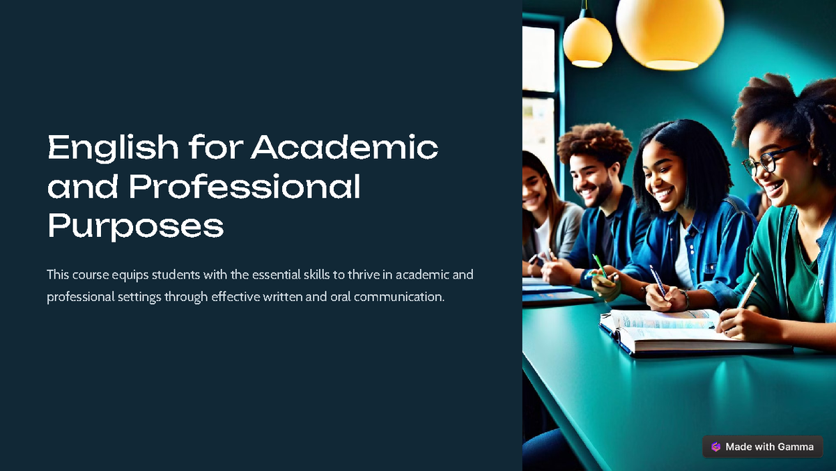 EAPP: English for Academic and Professional Purposes Overview - Studocu