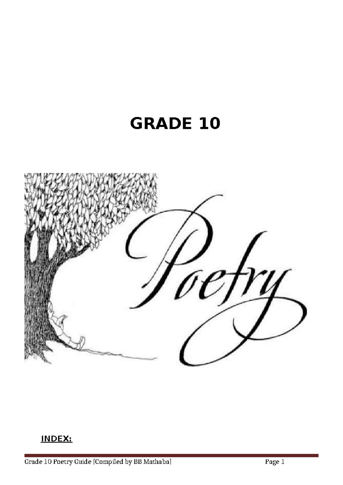 EHL Gr 10 Poetry Notes: Analysis of Key Poems and Techniques - Studocu