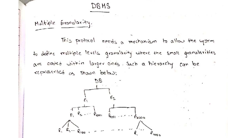 DBMS Notes: Chapter 8 - Multiple Granularity & File Organization - Studocu