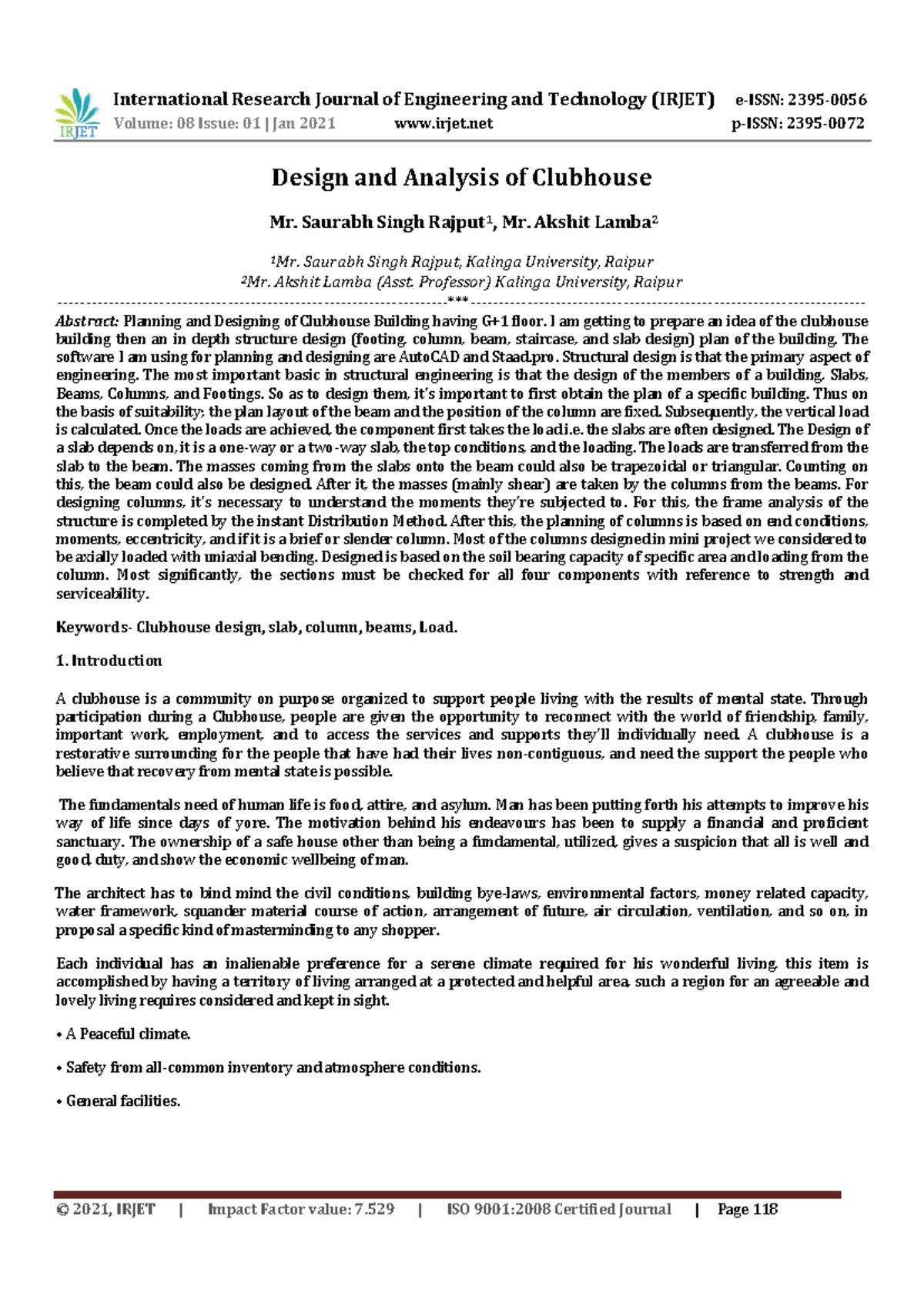 Design and Analysis of Clubhouse - Research Paper (Volume 08, Issue 01 ...