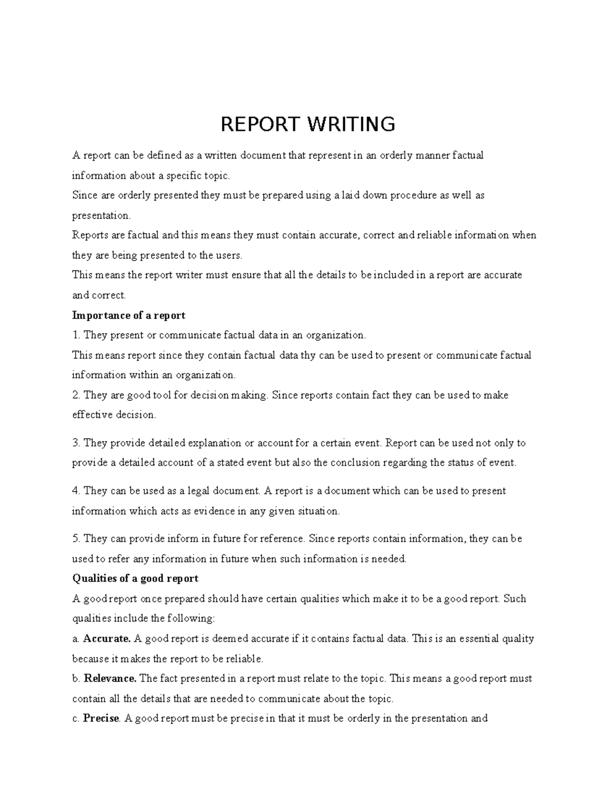REPORT WRITING: Essential Guidelines and Best Practices - Studocu