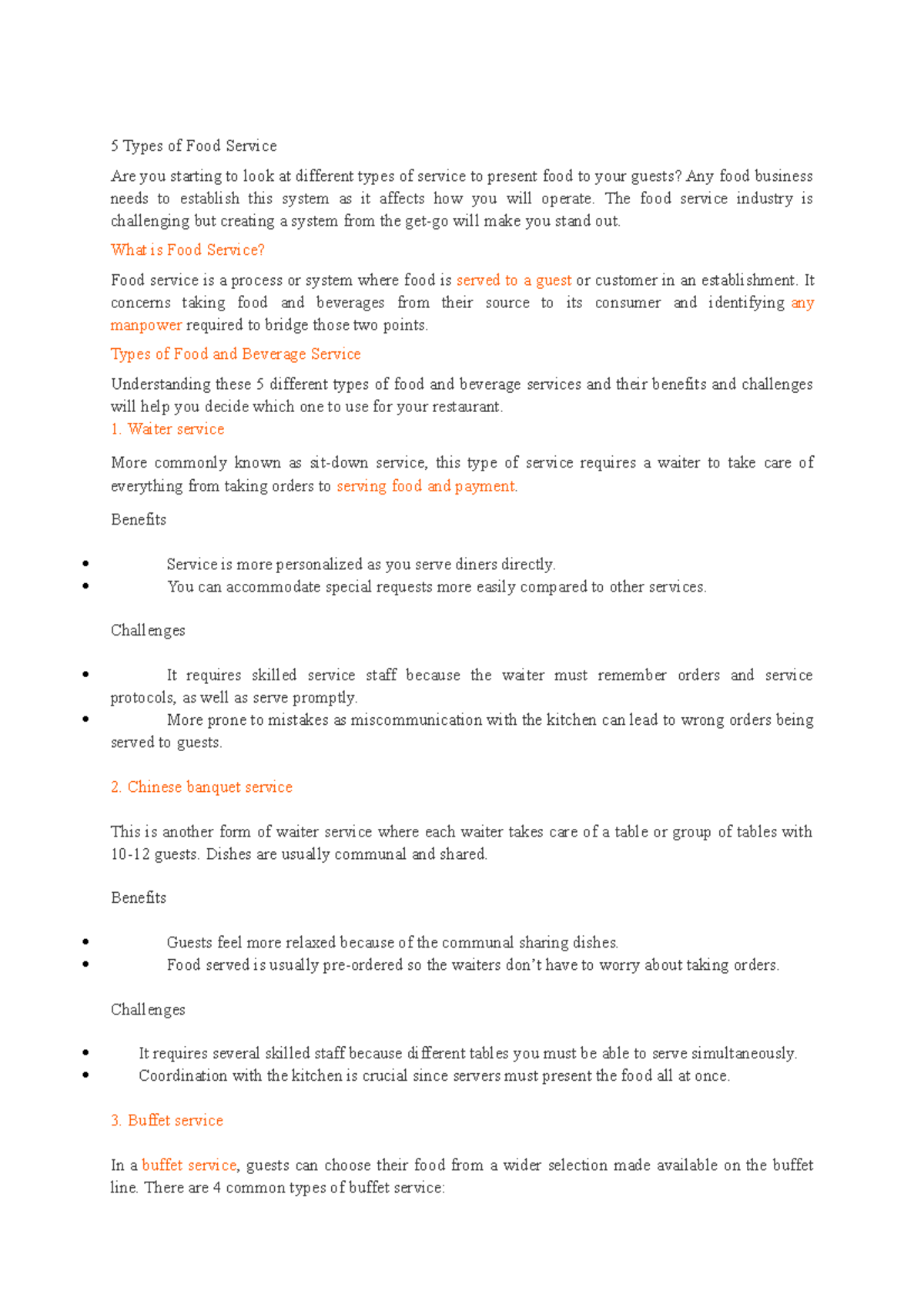 5 Types of Food Service: Understanding Options for Your Restaurant ...