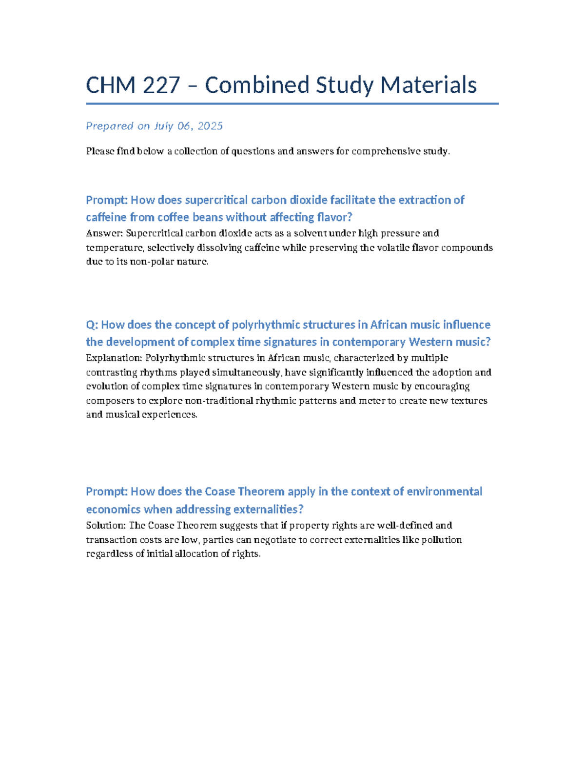 CHM 227 Comprehensive Study Guide: Key Concepts & Q&A - Studocu
