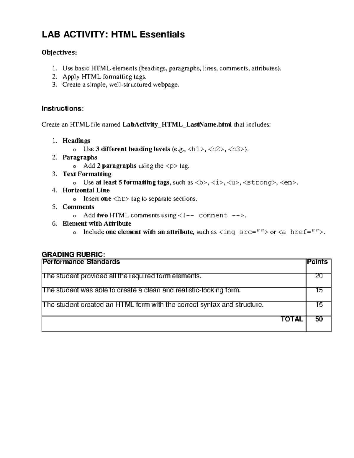 NTC-Lab-Activity: HTML Essentials - Lab Instructions & Grading Rubric ...