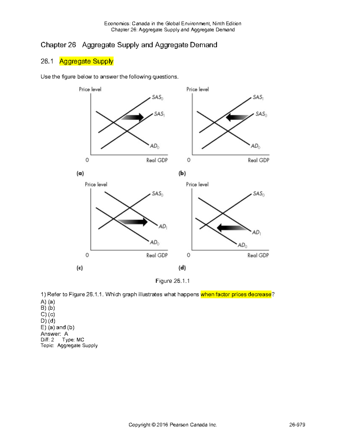 Chapter 26 MC Practice: Aggregate Supply & Demand - Econ 101 - Studocu