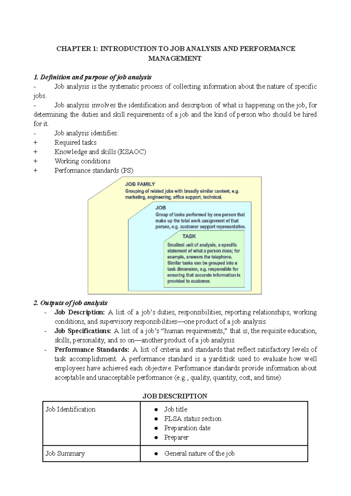 CHAPTER 1: JOB ANALYSIS AND PERFORMANCE MANAGEMENT OVERVIEW [PM] - Studocu