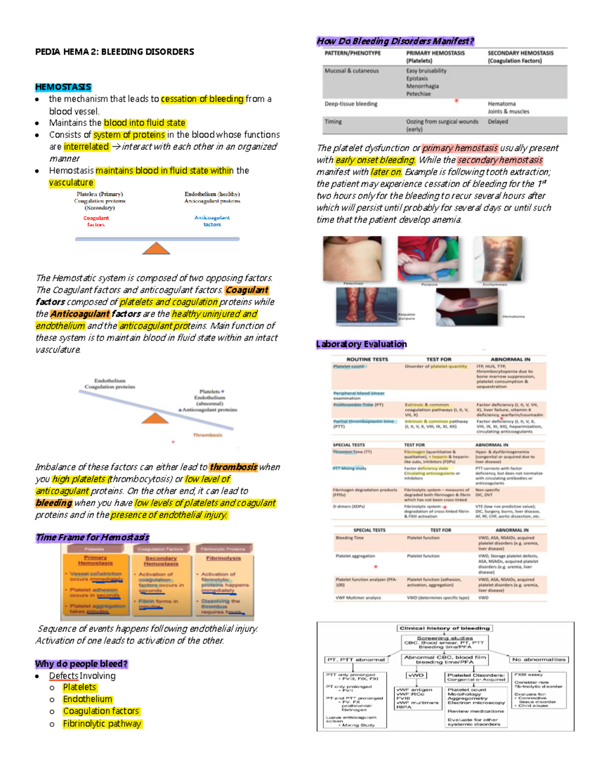 Pediatrics-HEMA2-Bleeding Disorders: Understanding Hemostasis and ...