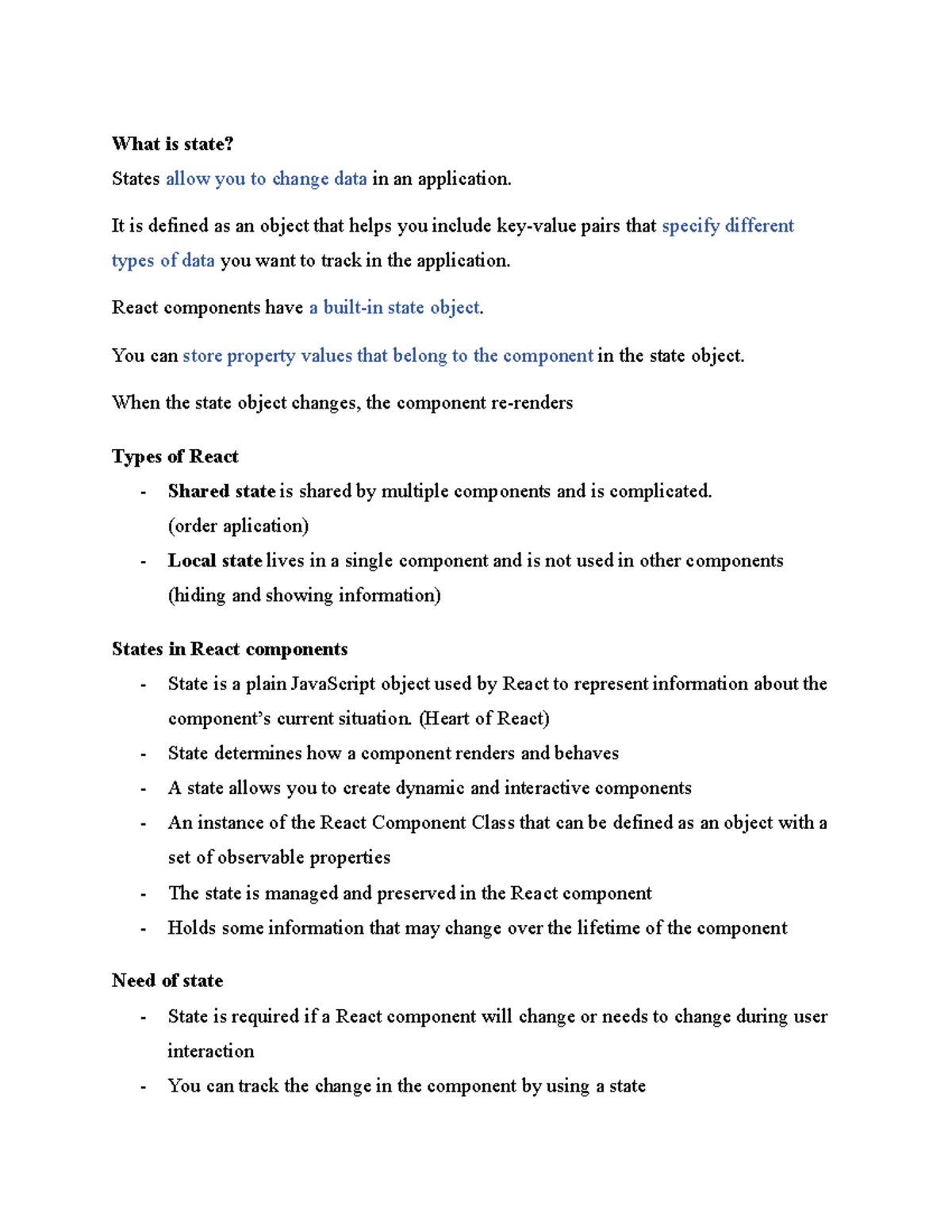 Document - ... - What is state? States allow you to change data in an ...