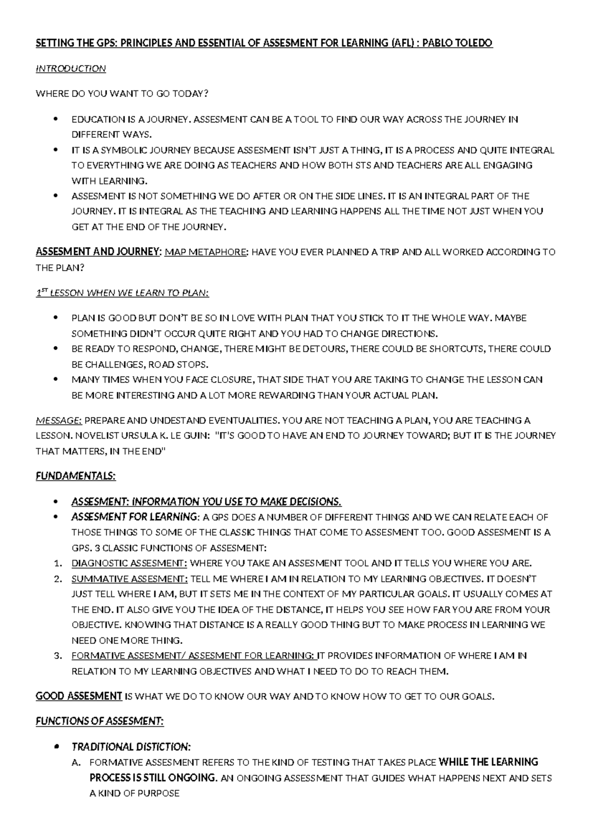 AFL Principles: Navigating Assessment for Learning in Education - Studocu