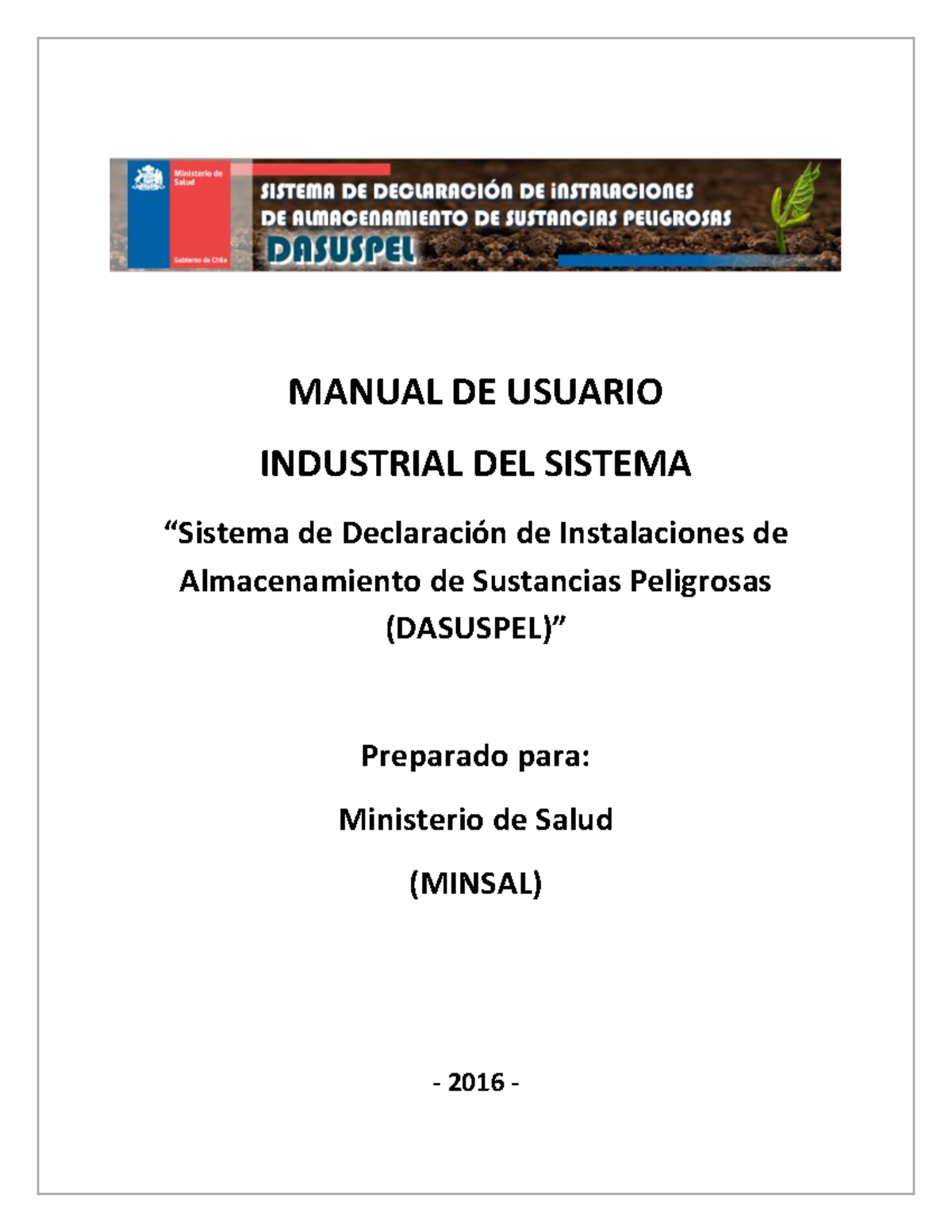 Manual de Usuario del Sistema DASUSPEL - MINSAL (2016) - Document Preview
