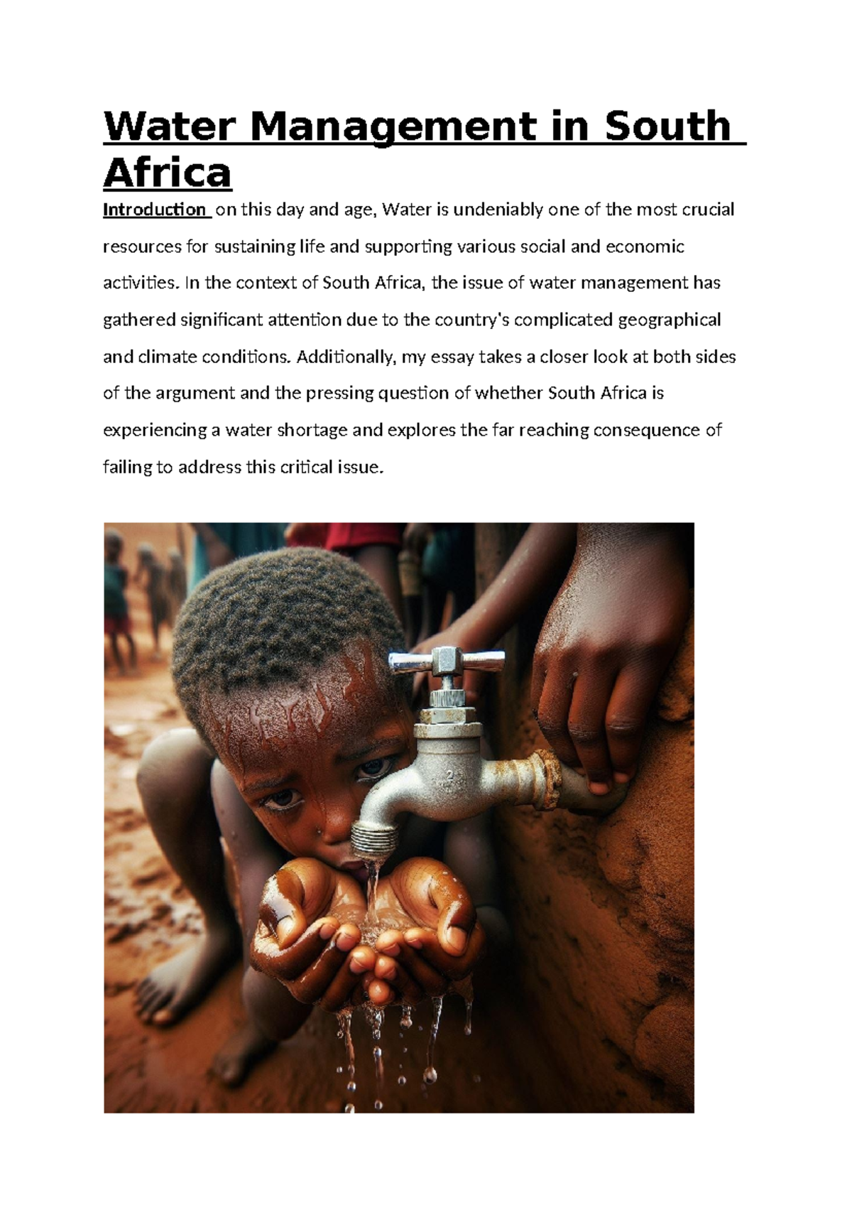 Geography Grade 10: Water Management and Shortage in South Africa - Studocu