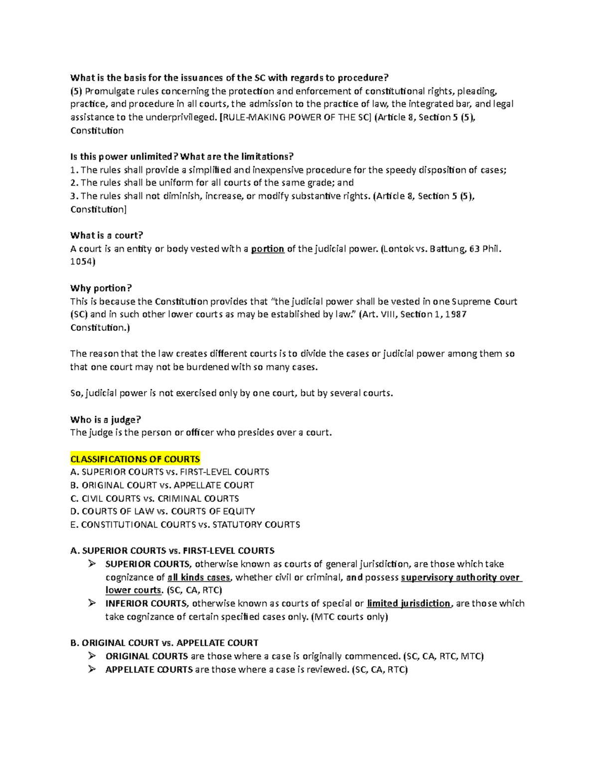Civil Procedure 1st Exam Study Guide: Key Concepts and Jurisdiction ...