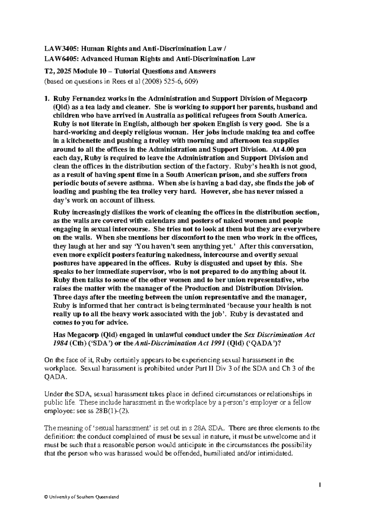 LAW3405 & LAW6405: Human Rights and Anti-Discrimination Law T2 2025 ...