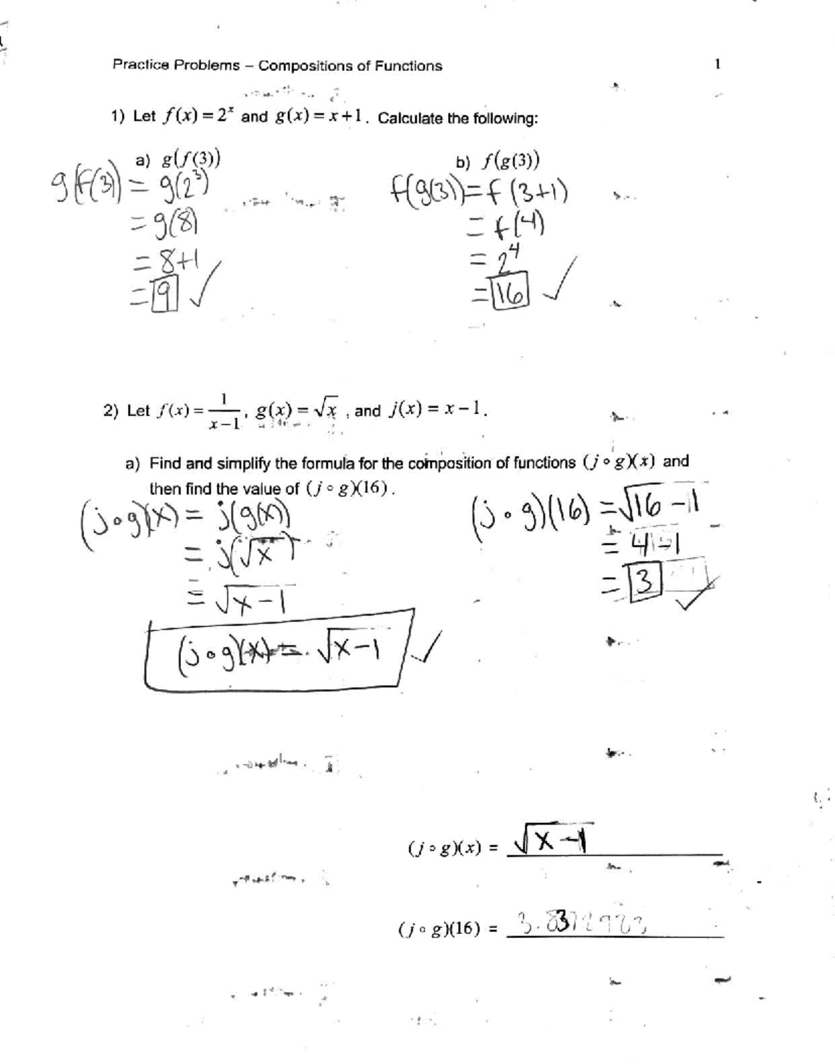 Advanced Study Guide: Compositions of Functions (MATH 101) - Studocu