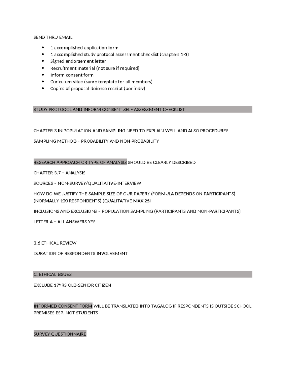 Study Protocol & Informed Consent Checklist (Chapter 3) - Studocu