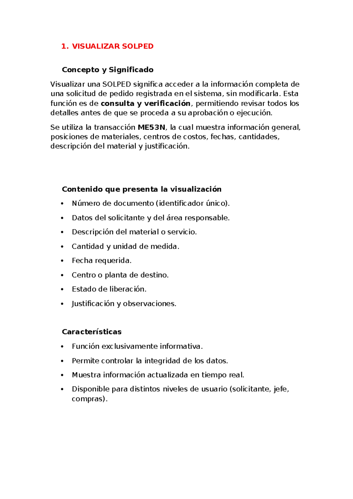 Visualización de SOLPED en SAP: Conceptos y Beneficios - Studocu