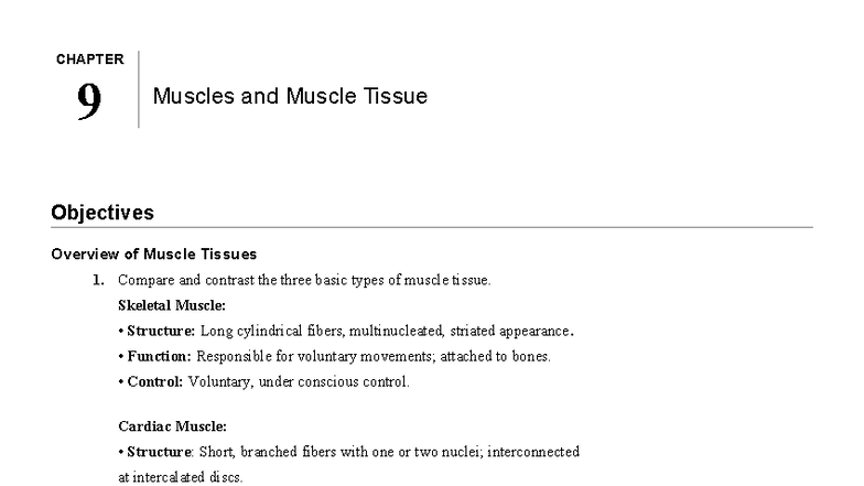 Chapter 9 Objectives and Study Guide - CHAPTER 9 Muscles and Muscle ...