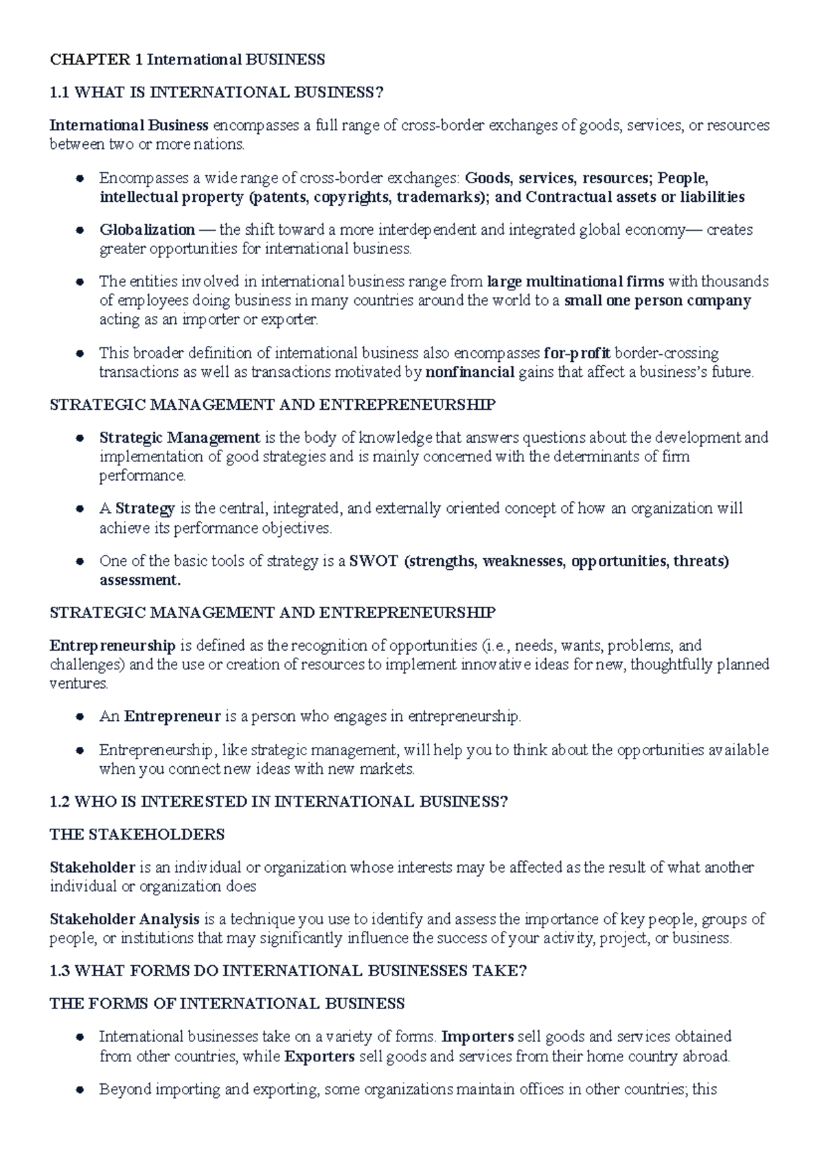 Chapter 1 International Business - CHAPTER 1 International BUSINESS 1 ...