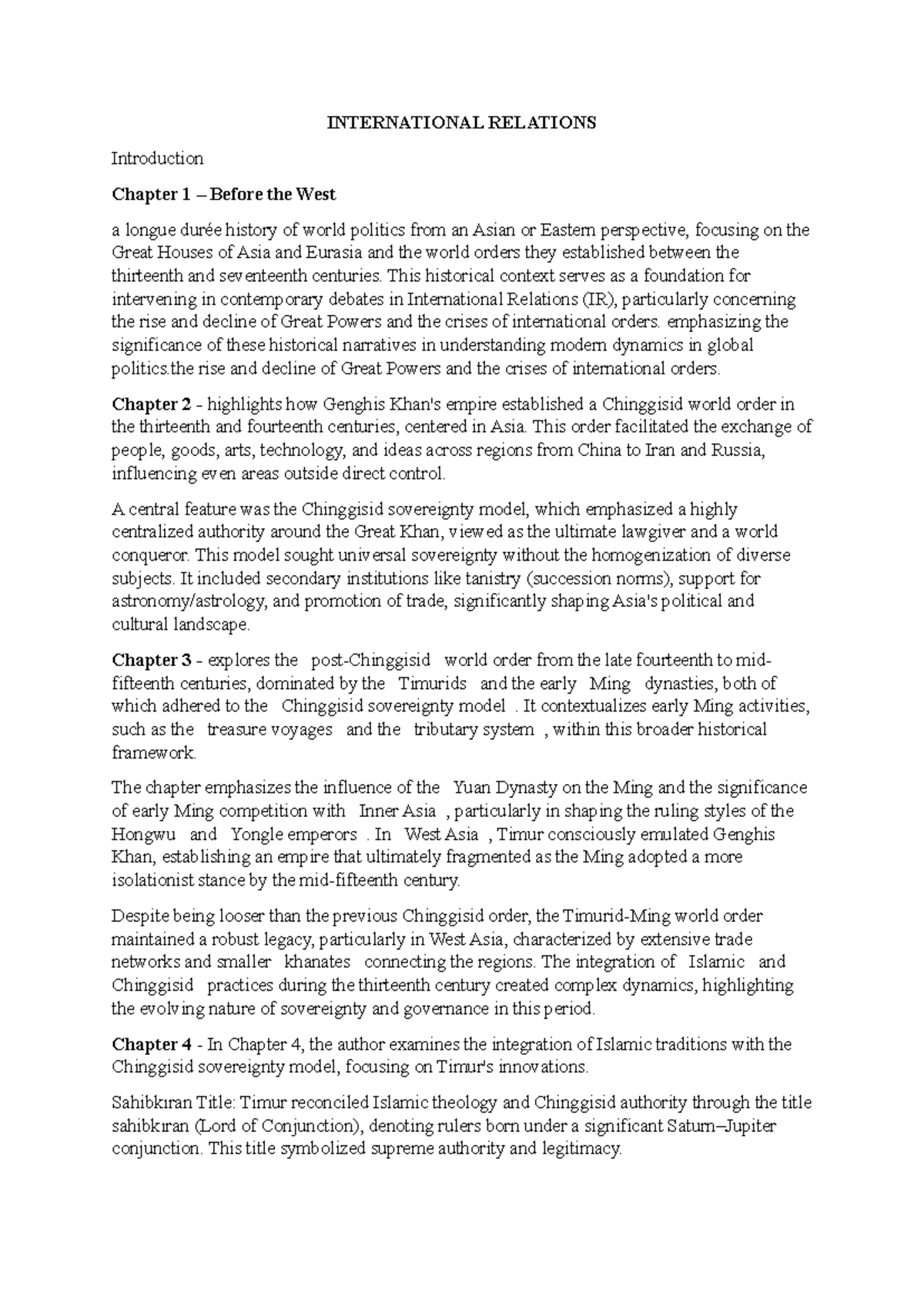 IR 101: Historical Narratives in International Relations and Global ...