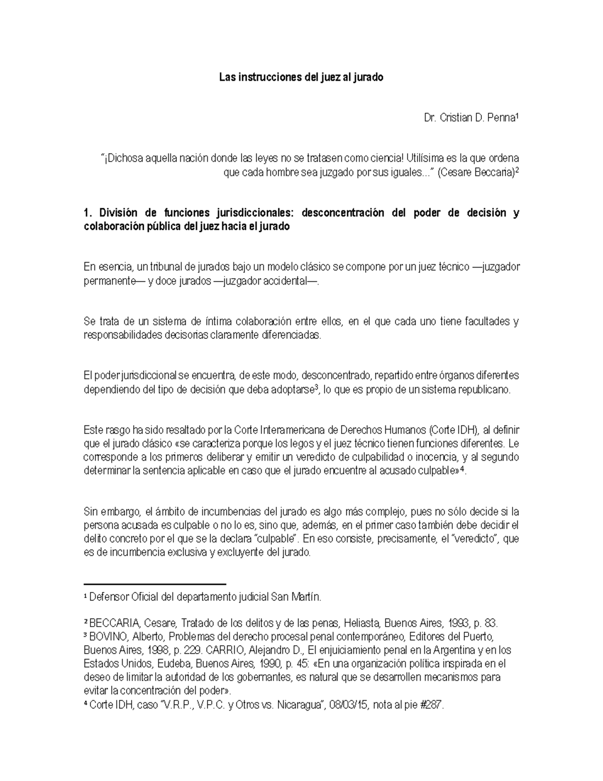 Instrucciones del Juez al Jurado en el Juicio Clásico - Dr. Cristian D ...