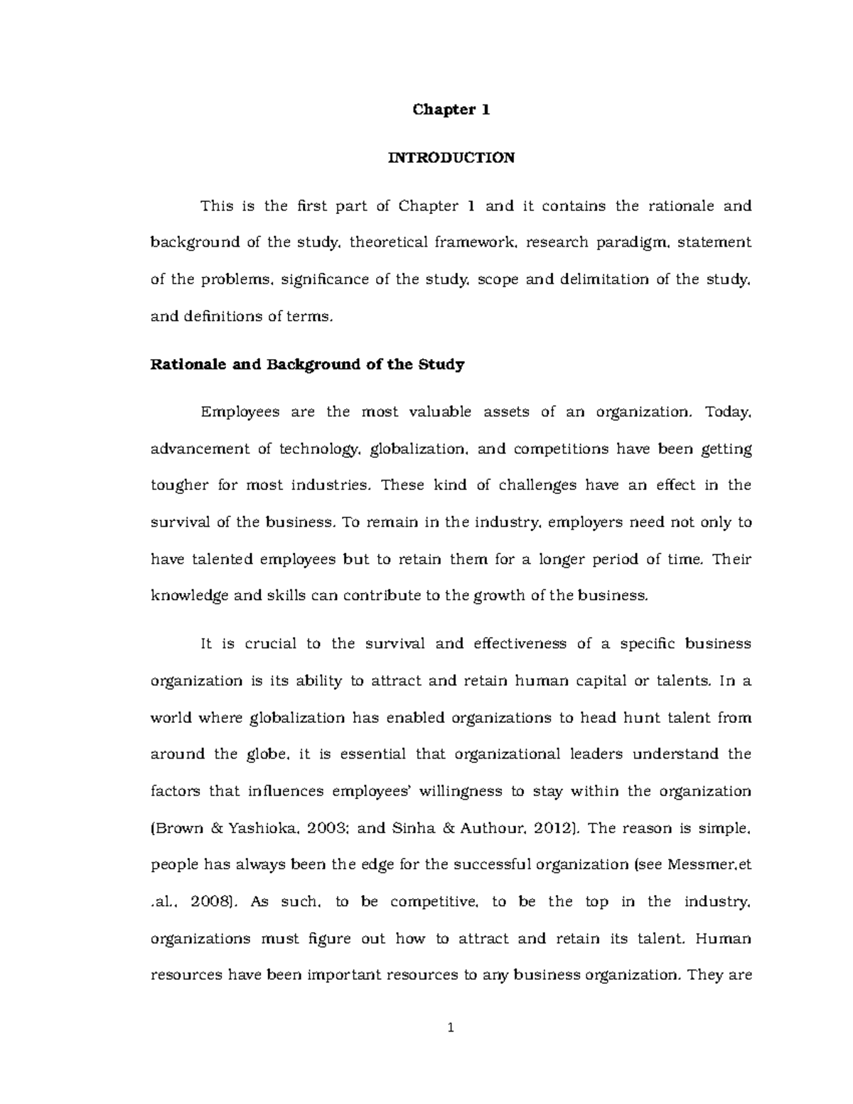 Final Thesis: Employee Retention Factors in Organizations - Chapter 1 ...