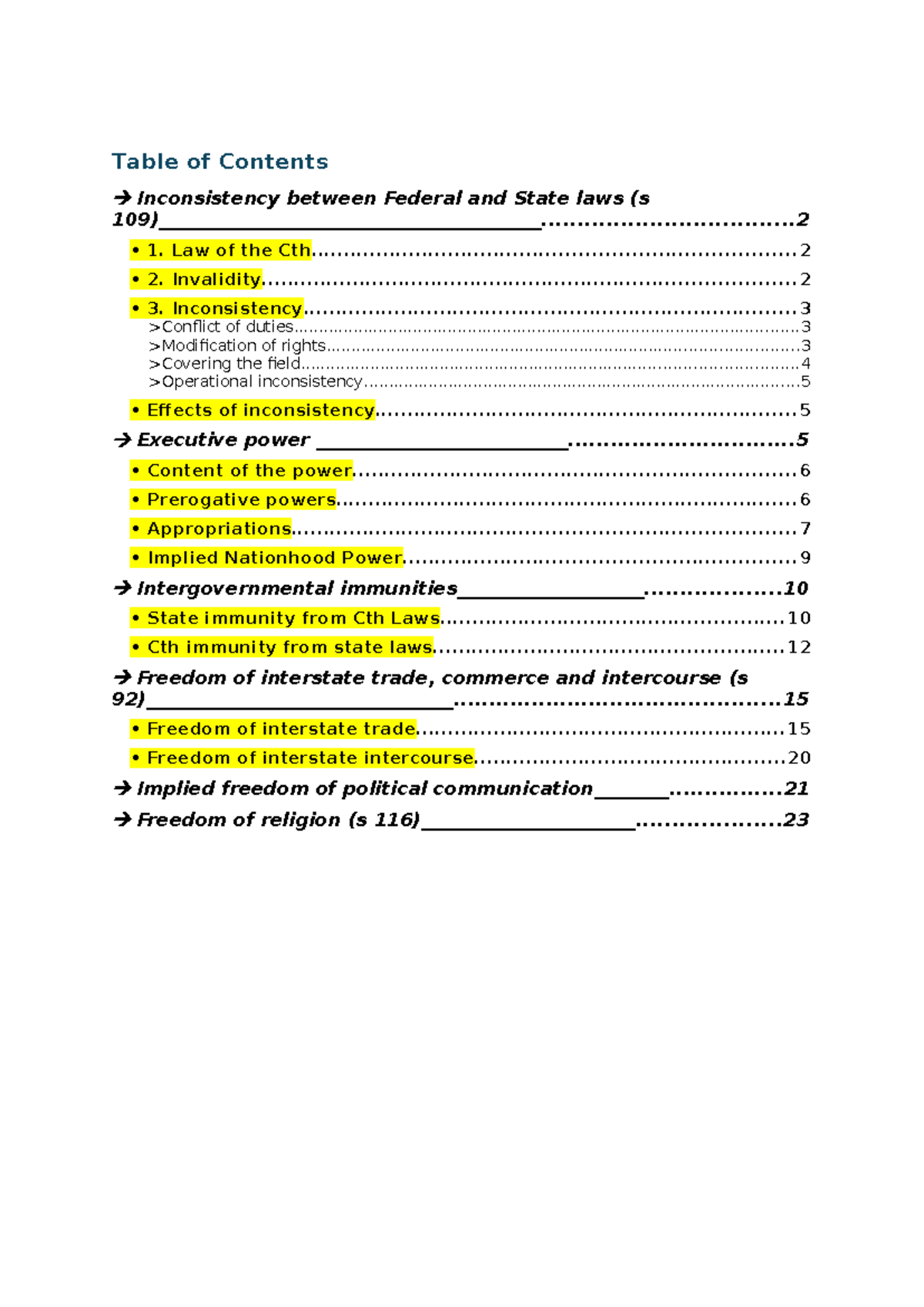 LAWS3700 - Final Exam: Federal vs State Law Inconsistencies - Studocu