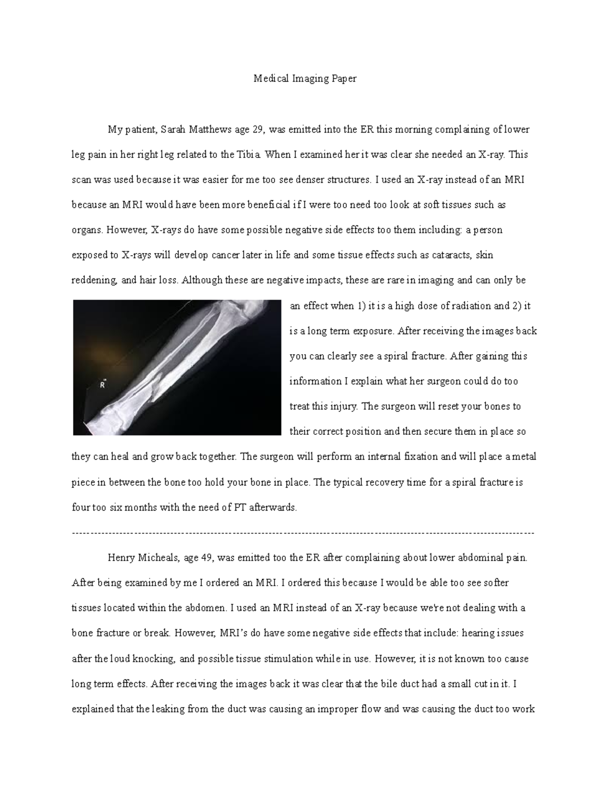Medical Imaging Case Studies: ER X-ray, MRI, PET, and CT Analysis - Studocu