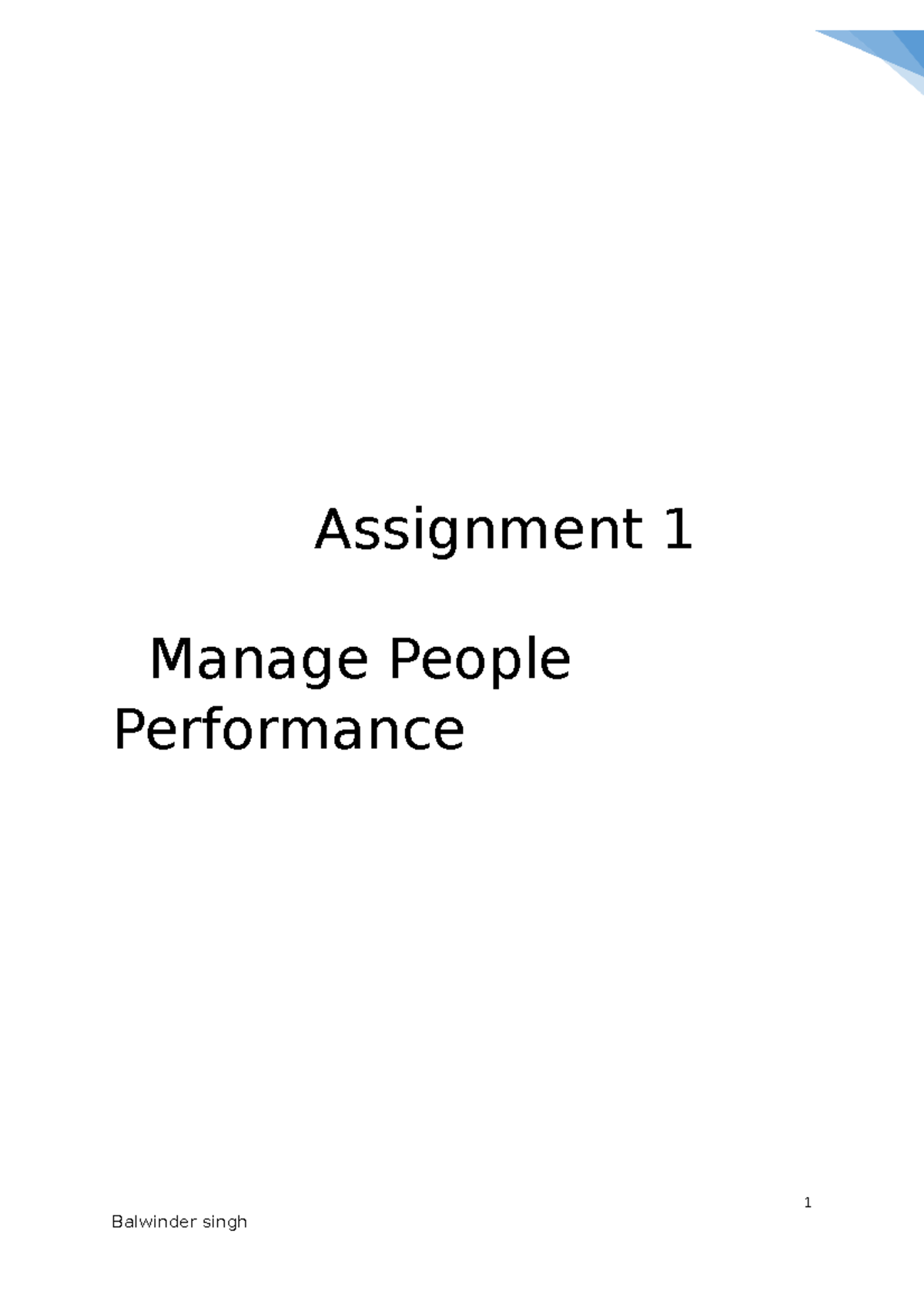 Assignment 1 Manage People Performance - Assignment 1 Manage People ...