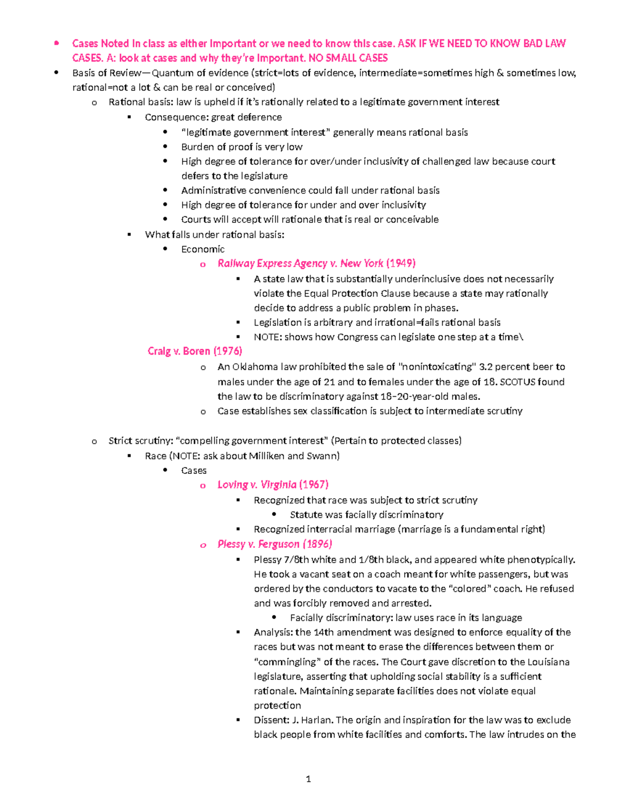 Constitutional Law II: Key Cases and Principles Outline - Studocu