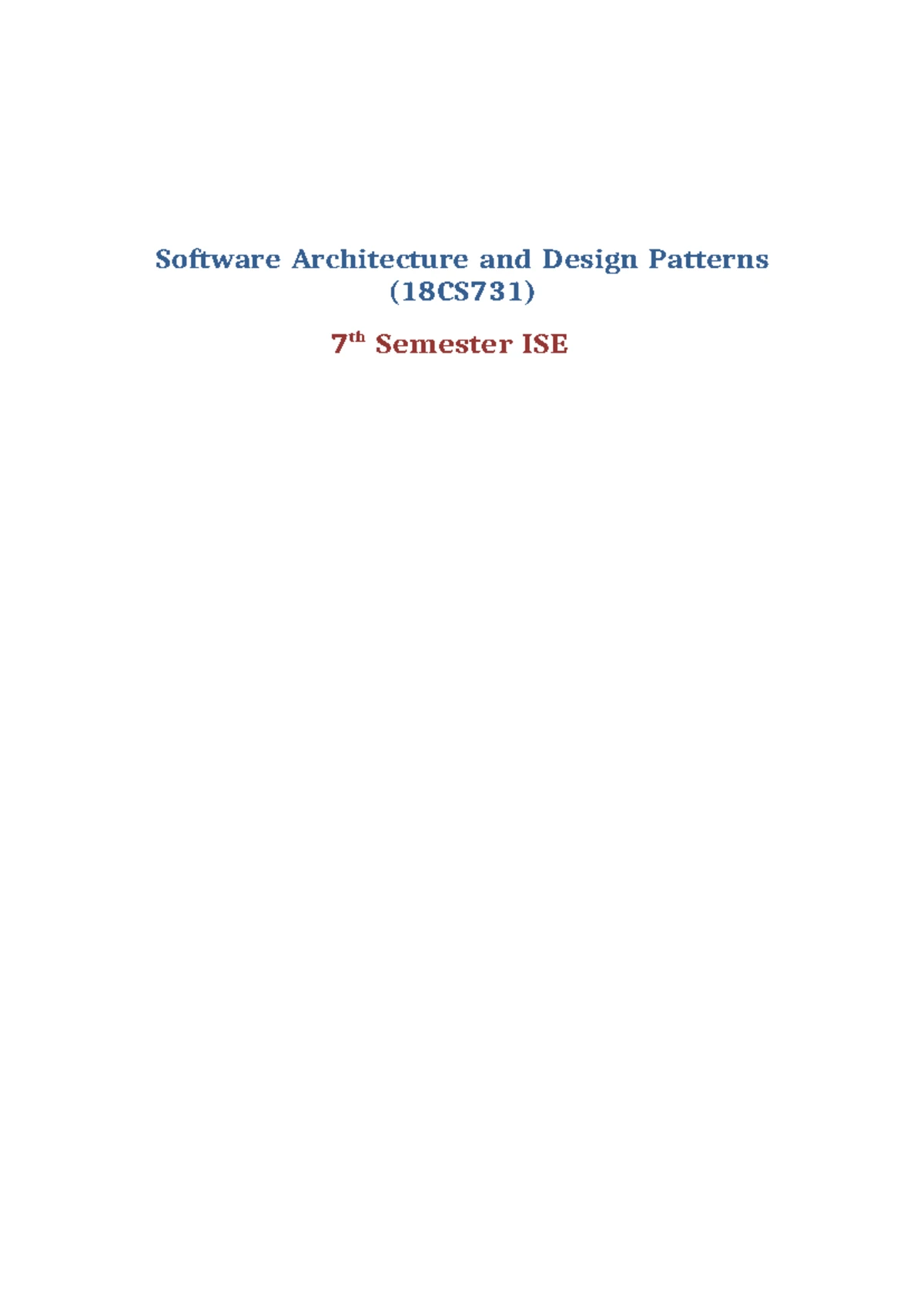SADP-18CS731 Module 1 - Software Architecture & Design Patterns Notes ...
