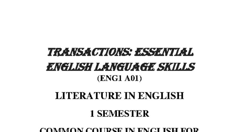 Transactions: Essential English Language Skills (ENG1 A01) - Study ...