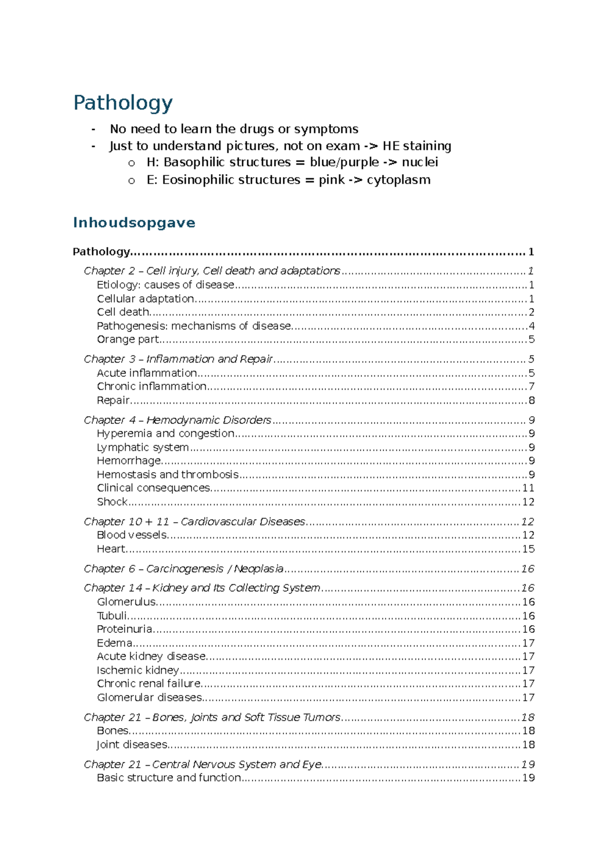 Pathology - Lecture Notes on Key Concepts and Mechanisms - Studeersnel