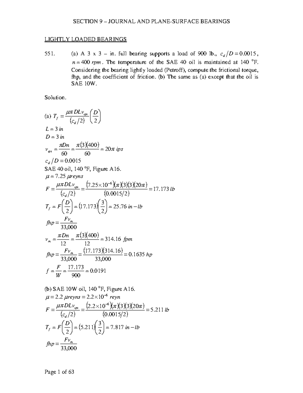 Engineering Analysis of Journal Bearings - ME 551 Exam Notes - Studocu
