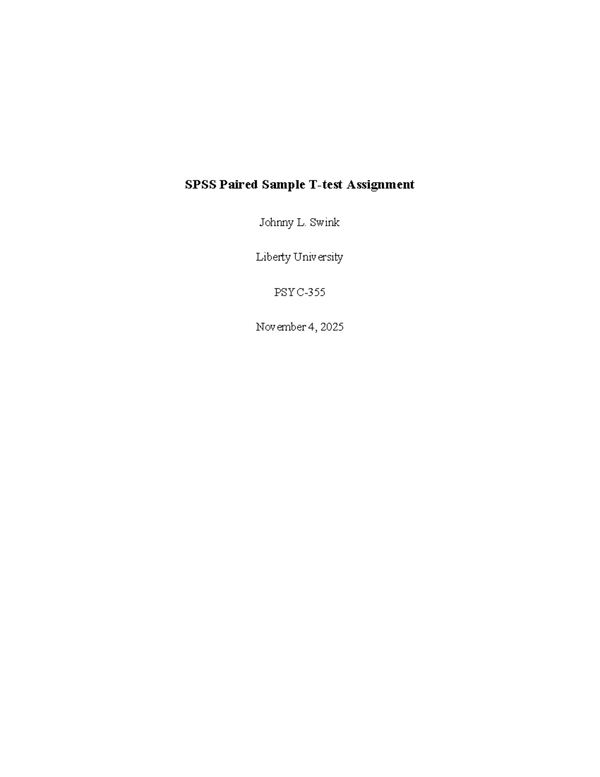 SPSS Paired Sample t-Test Analysis for Psyc 354 & 355 - Studocu