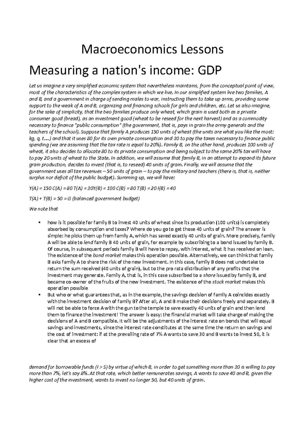 Macroeconomics LE301: Key Lessons on GDP and National Accounts - Studocu