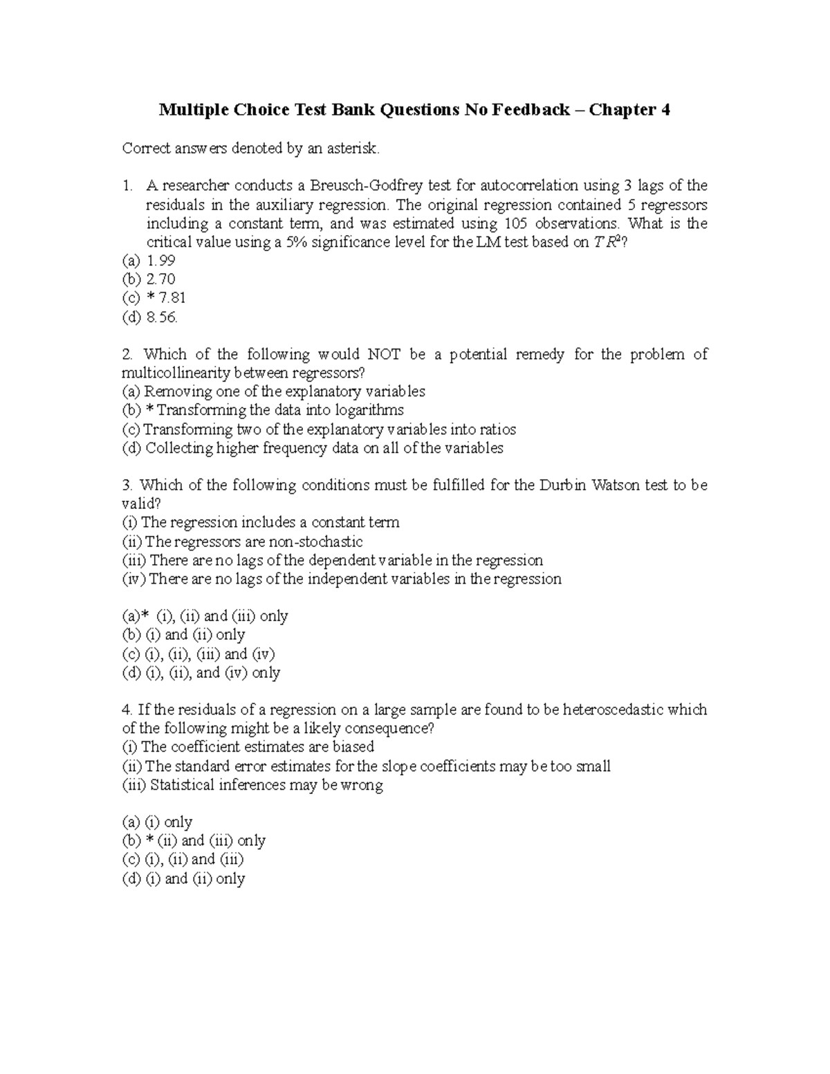 Test Bank: Multiple Choice Questions for Chapter 4 Analysis - Studocu
