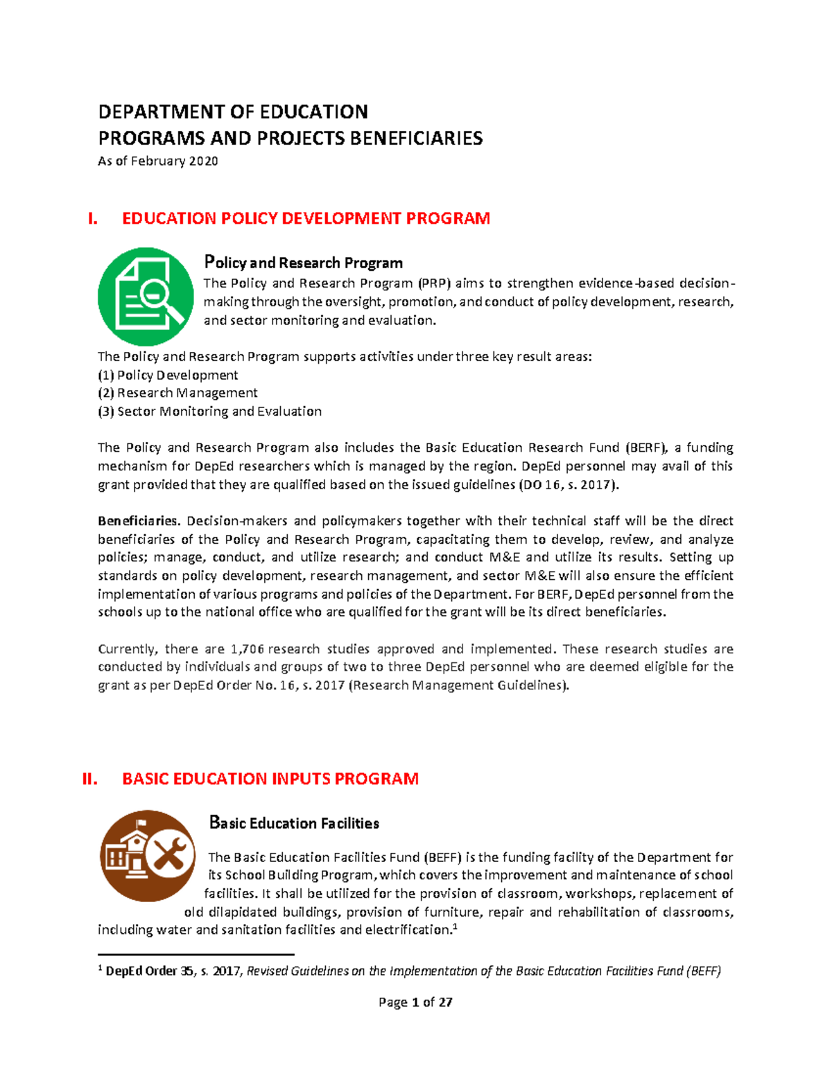 Beneficiaries of Education Programs and Projects: A 2020 Overview - Studocu