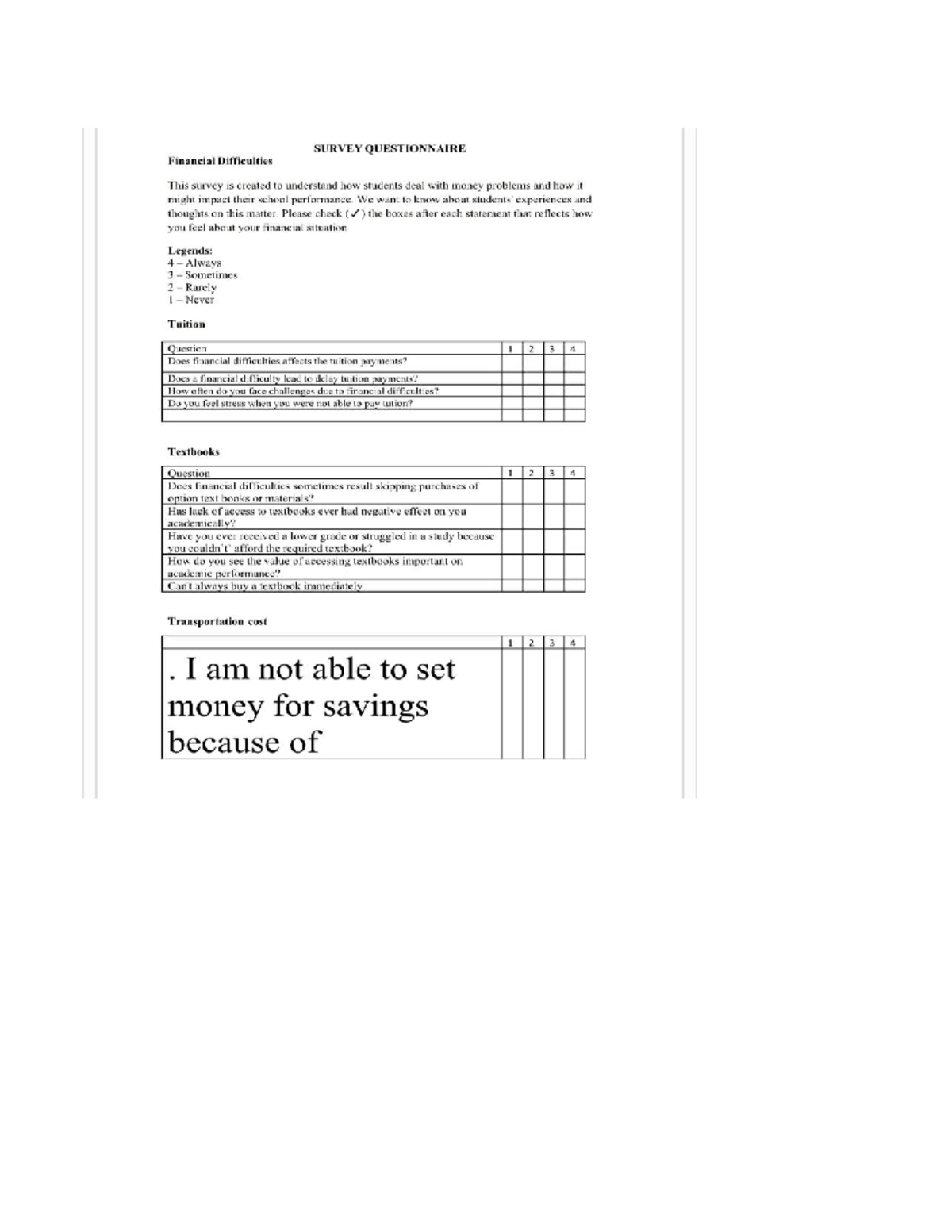 SJVTTAC Grade 11 Survey on Financial Difficulties and Shopping Behavior ...